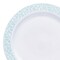 White with Turquoise Blue and Silver Mosaic Rim Round Plastic Dinner Plates - 10.25" (120 Plates)